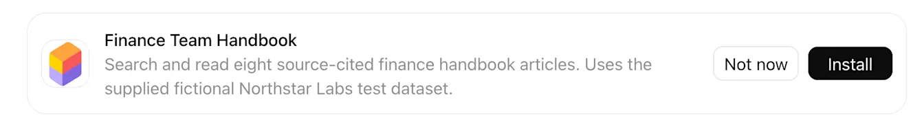 Finance Team Handbook 플러그인의 설치 안내. 공식 예시.