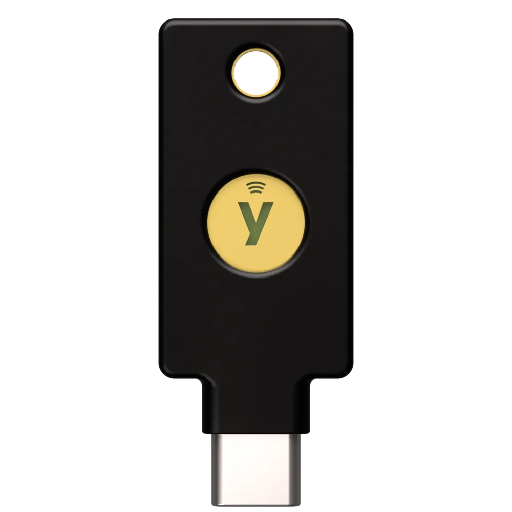 YubiKey 5C NFC. 보안키는 선택지 중 하나이며 특정 제품 구매가 필수는 아니다.