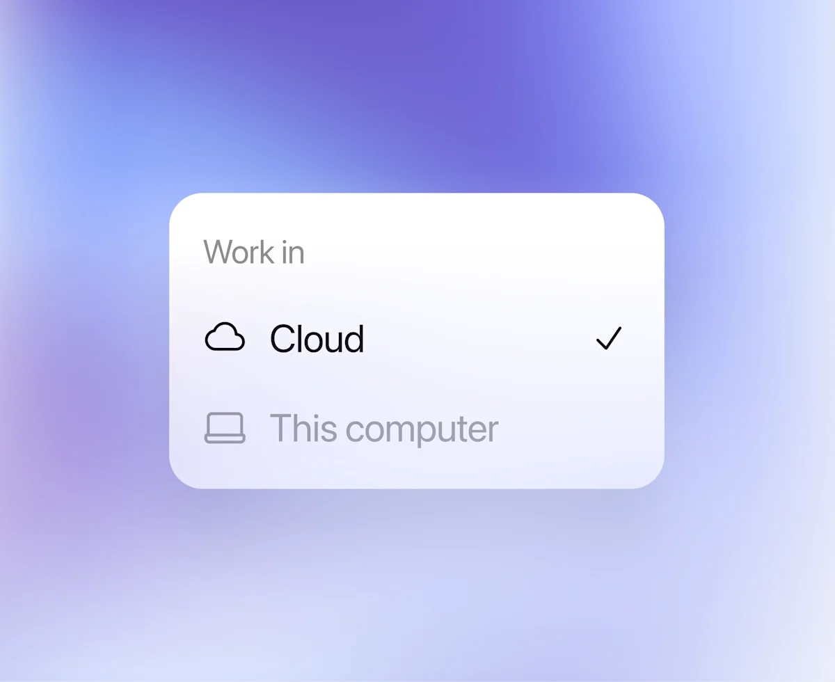 실행 위치를 고르는 메뉴에서 Cloud가 선택된 모습. 공식 예시.
