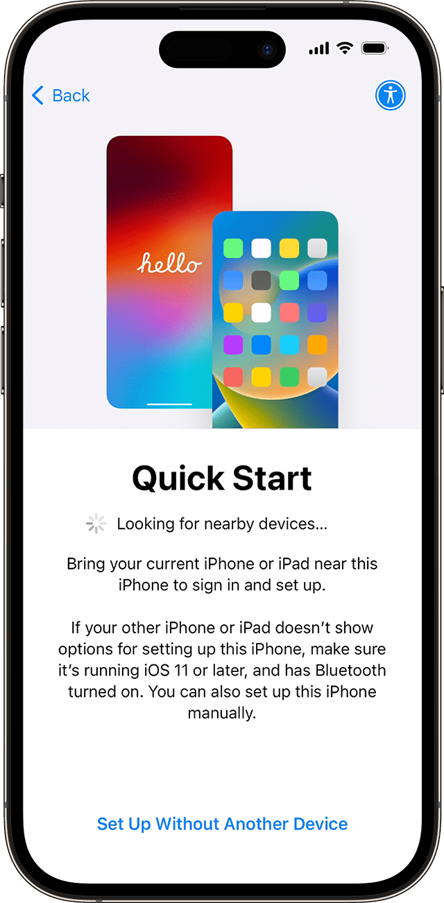 아이폰의 빠른 시작 · iOS 17 영문 화면