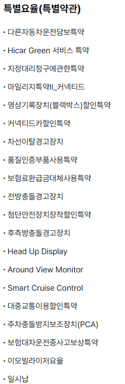 안전 사양 관련 할인 항목