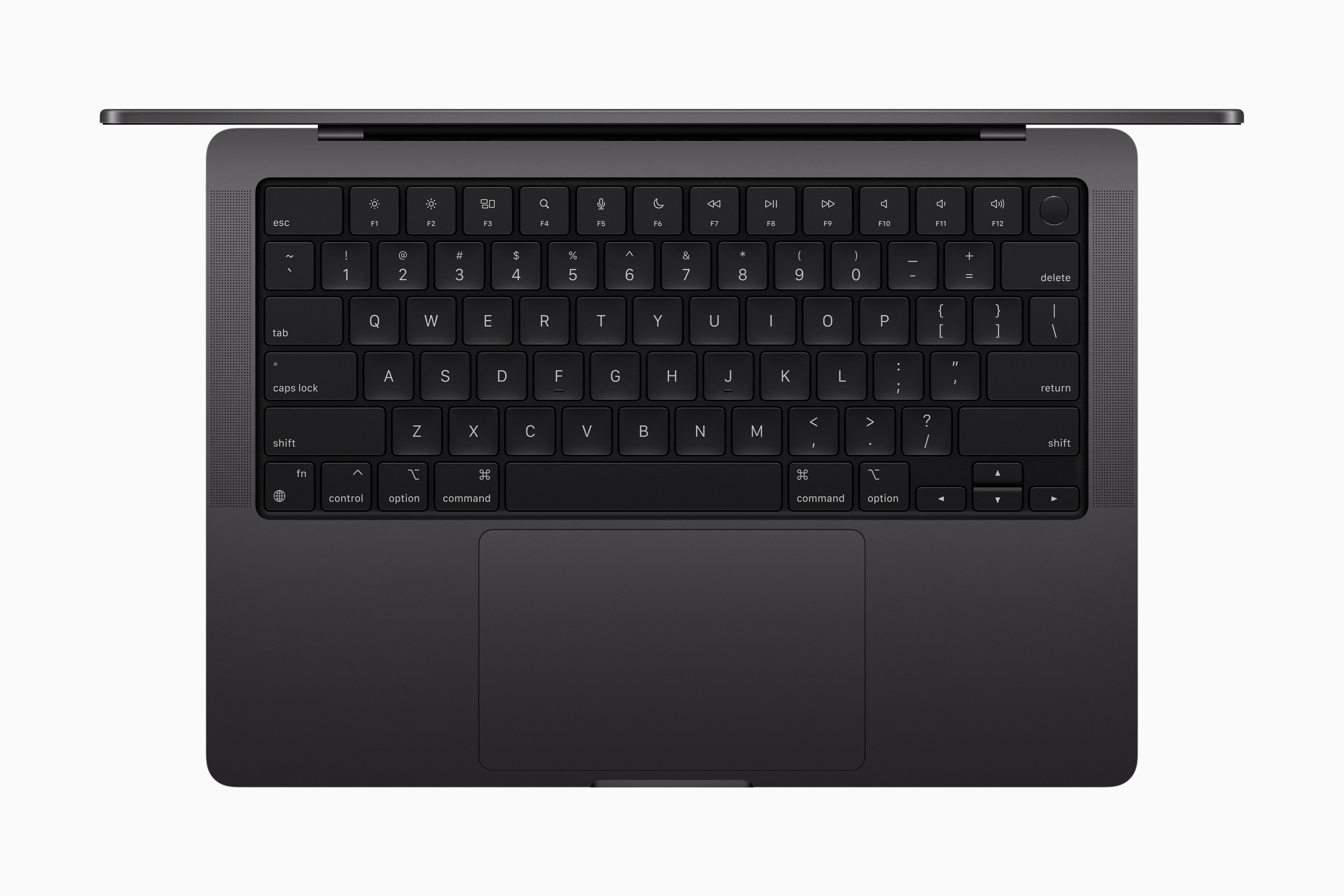 2023년 MacBook Pro의 키보드 오른쪽 위에 있는 Touch ID 버튼.