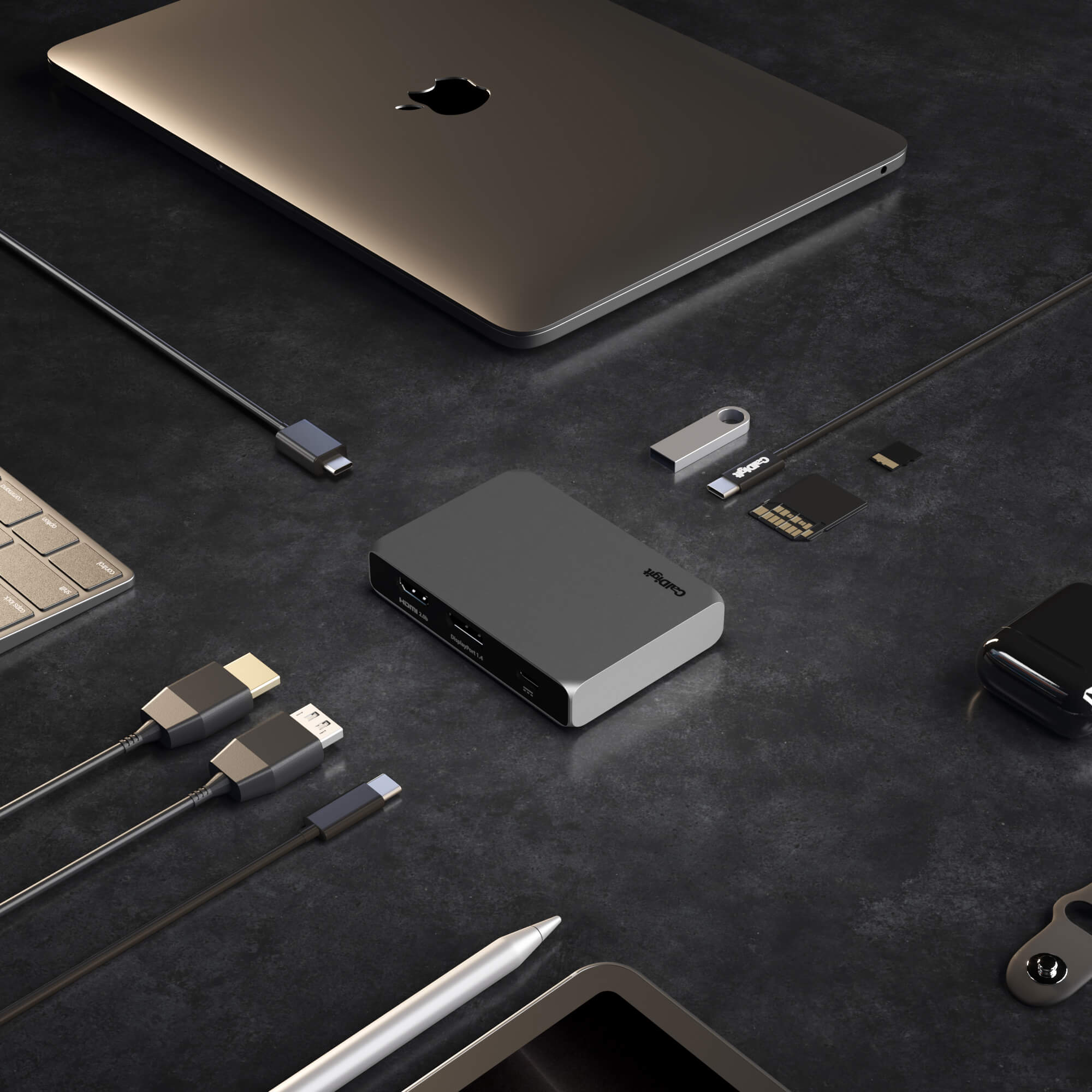 HDMI와 DisplayPort를 하나씩 갖춘 SOHO Dock의 공식 제품 사진.