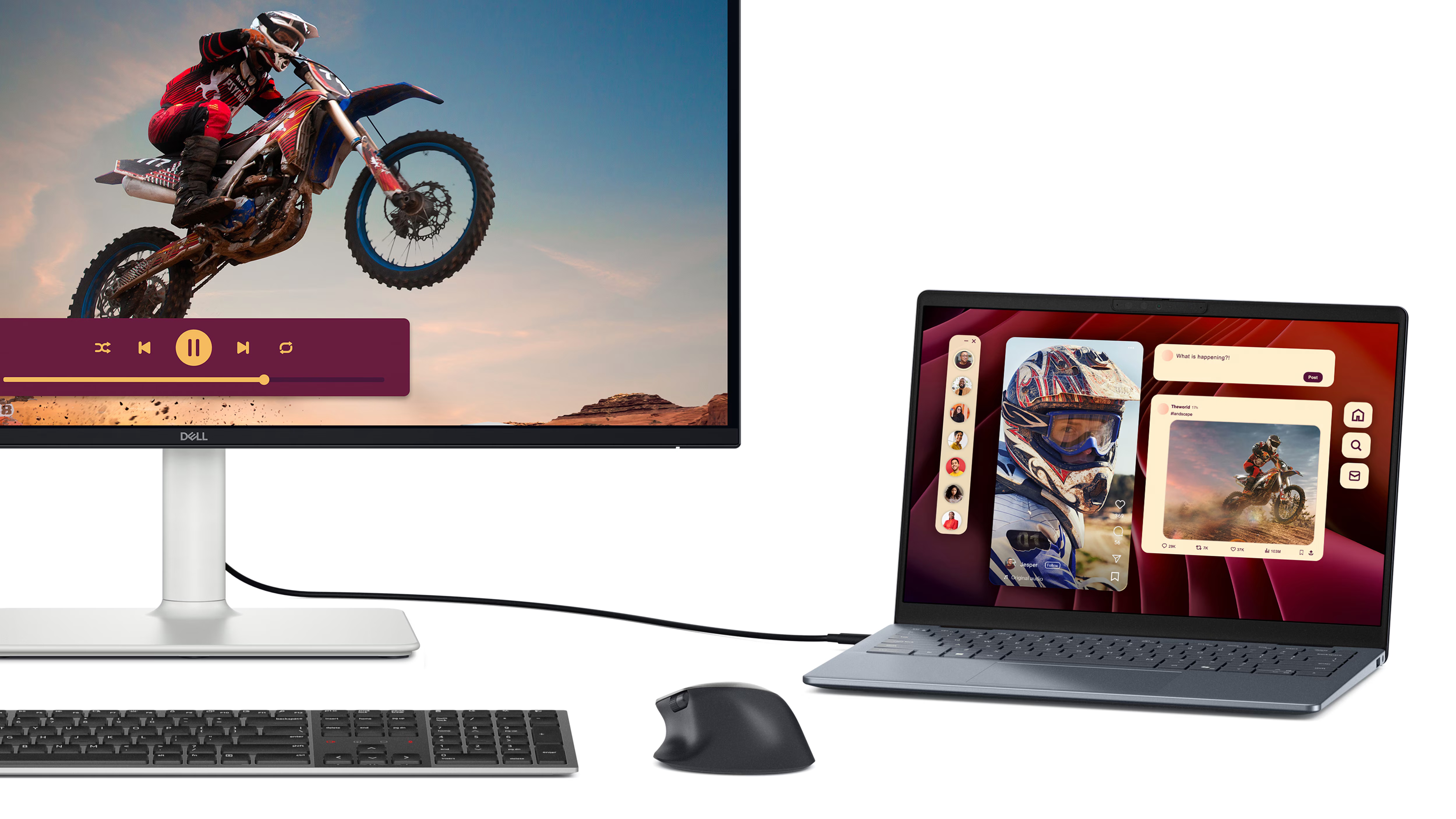 USB-C 한 가닥으로 연결하는 S2725QC. Dell 제공, 화면 시뮬레이션.
